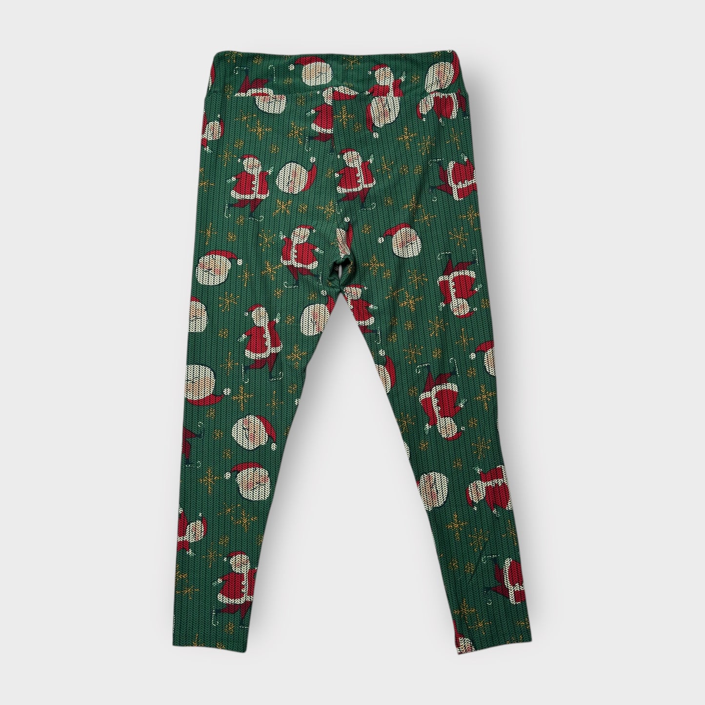 LuLaRoe Leggings TC2 (20-26) - Green & Red Santa Snowflake Print - Ultra Soft Stretch Fabric