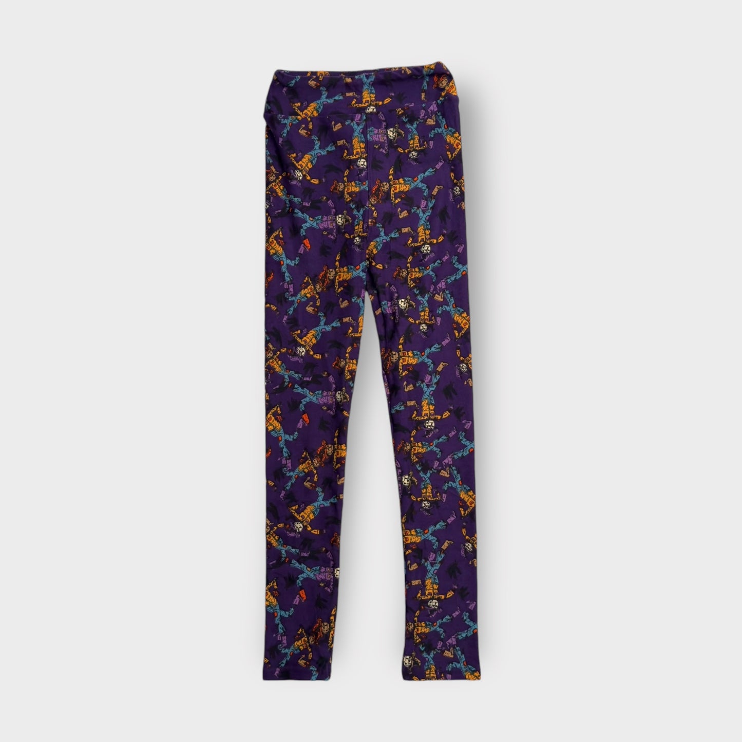 LuLaRoe Kids Halloween Leggings | L/XL (8-14) | Purple Scarecrow Pattern | Stretchy & Soft | New