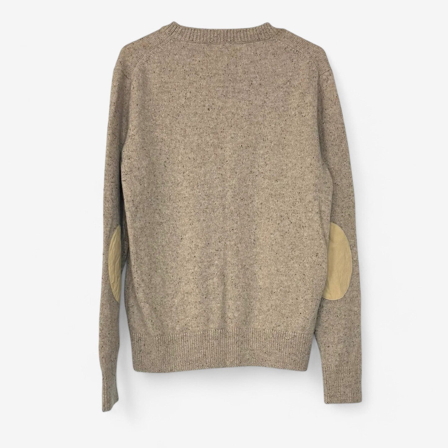 J.Crew Outlet Men's Beige Oatmeal Elbow-Patch Sweater - Size L