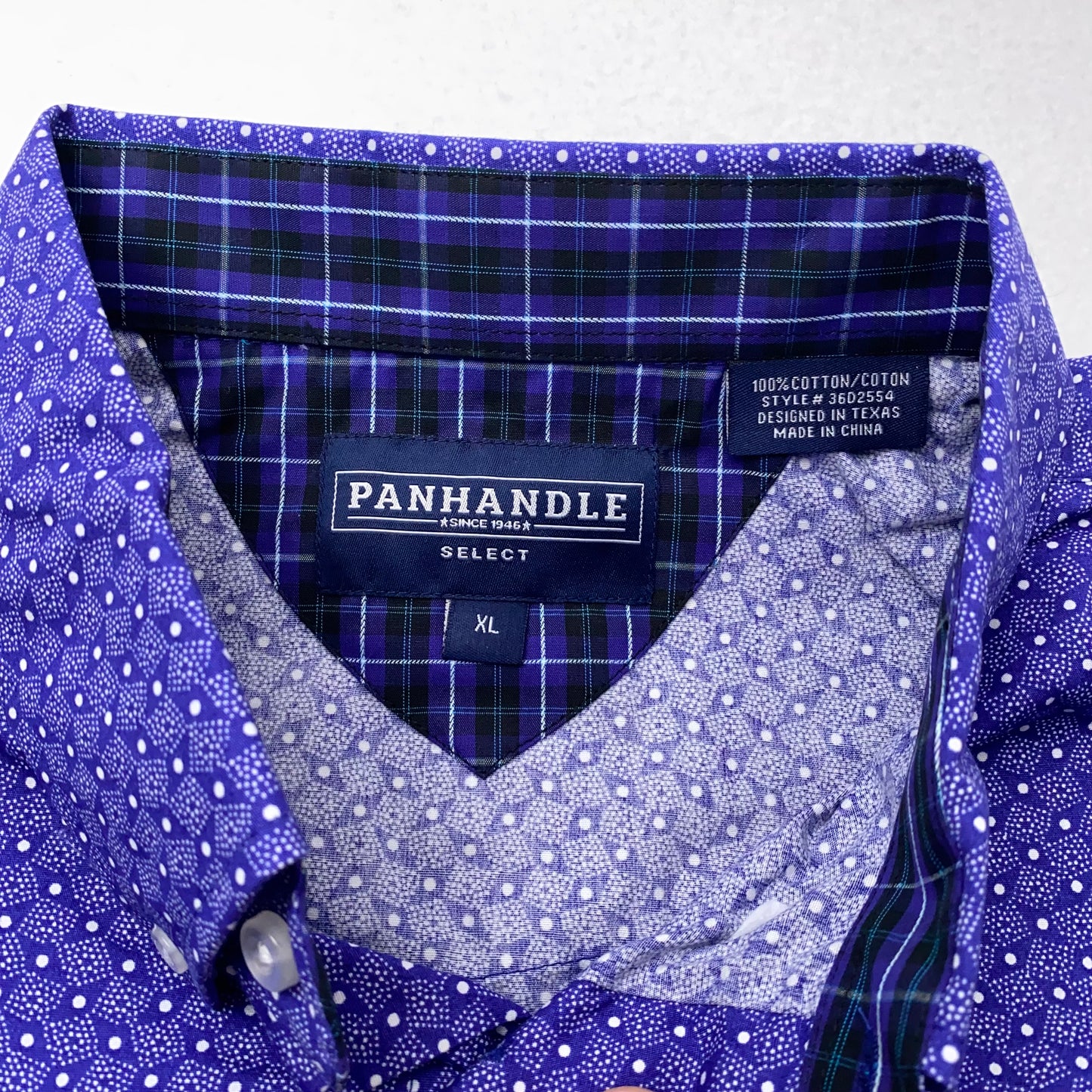 Panhandle Select Men's Purple Diamond Dress Shirt - Button-Down Long Sleeve - Size XL - New with Tags