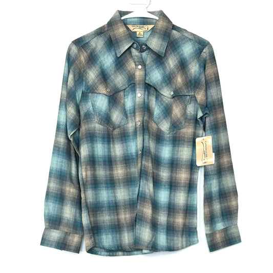 Canyon Guide Outfitters | Womens Dolly Flannel Long Sleeve Snap Shirt | Color: Turquoise | Size: S | NWT