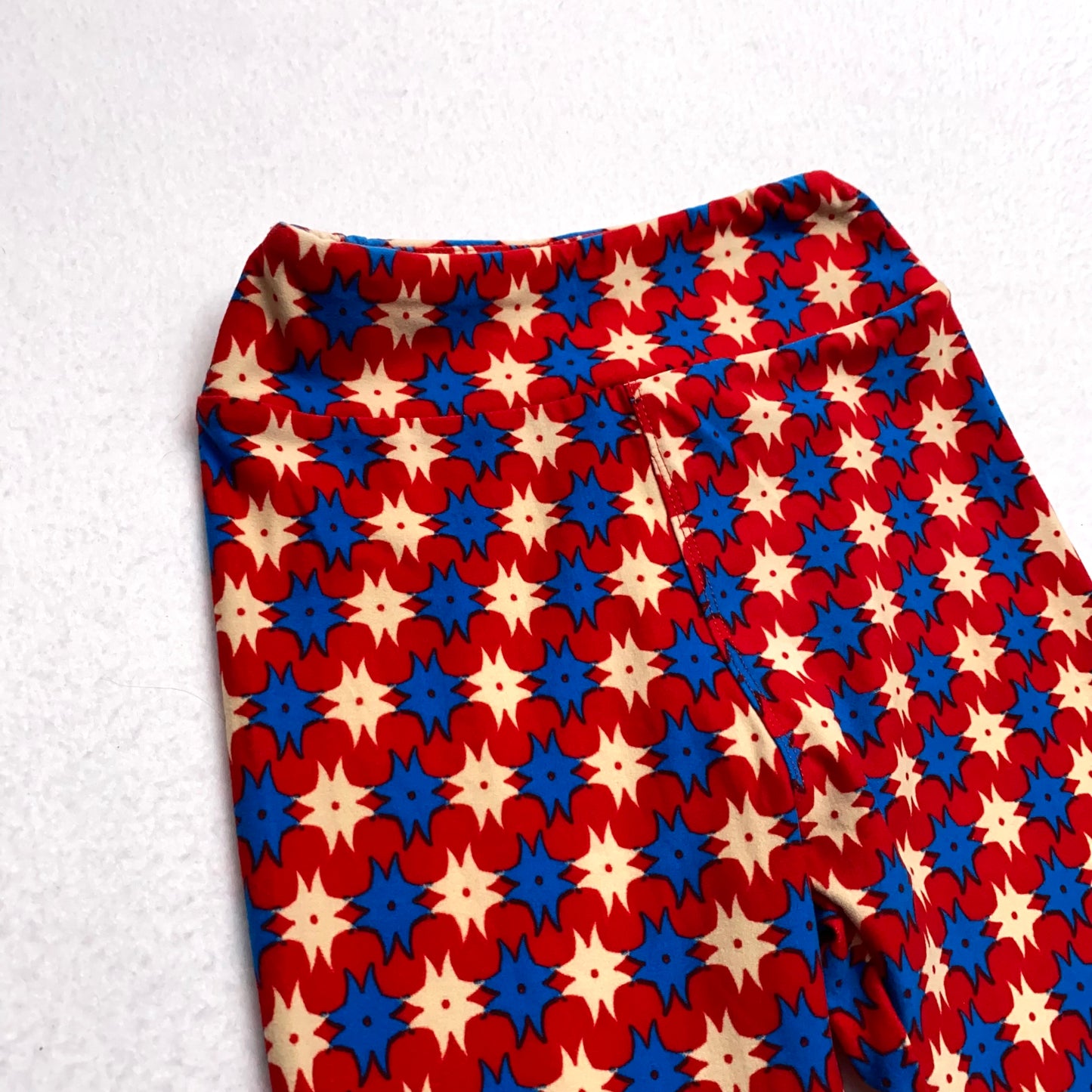 LuLaRoe Juniors Leggings | Tween (00-0) | Red/Blue Starburst Print | New