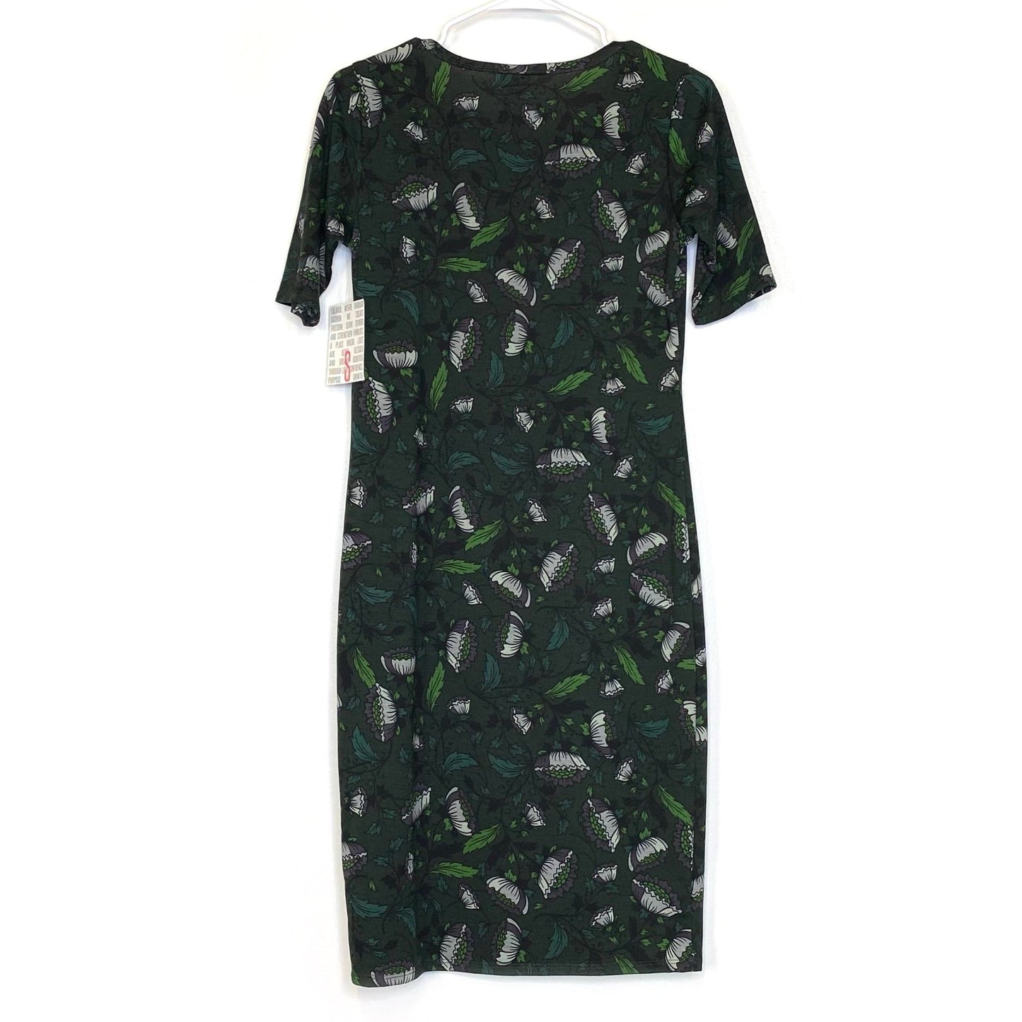 LuLaRoe Julia Bodycon Dress | S (4-6) | Green/Gray/White | Floral | NWT