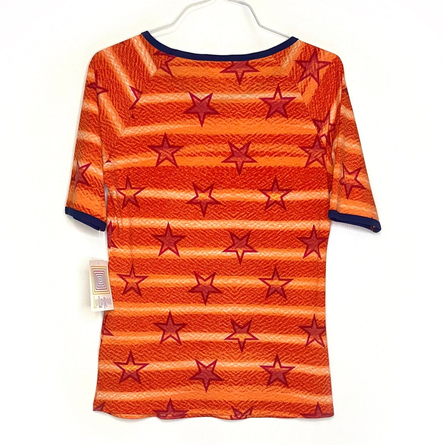 LuLaRoe Womens M Orange Gigi Stars Top ½ Sleeves - NWT