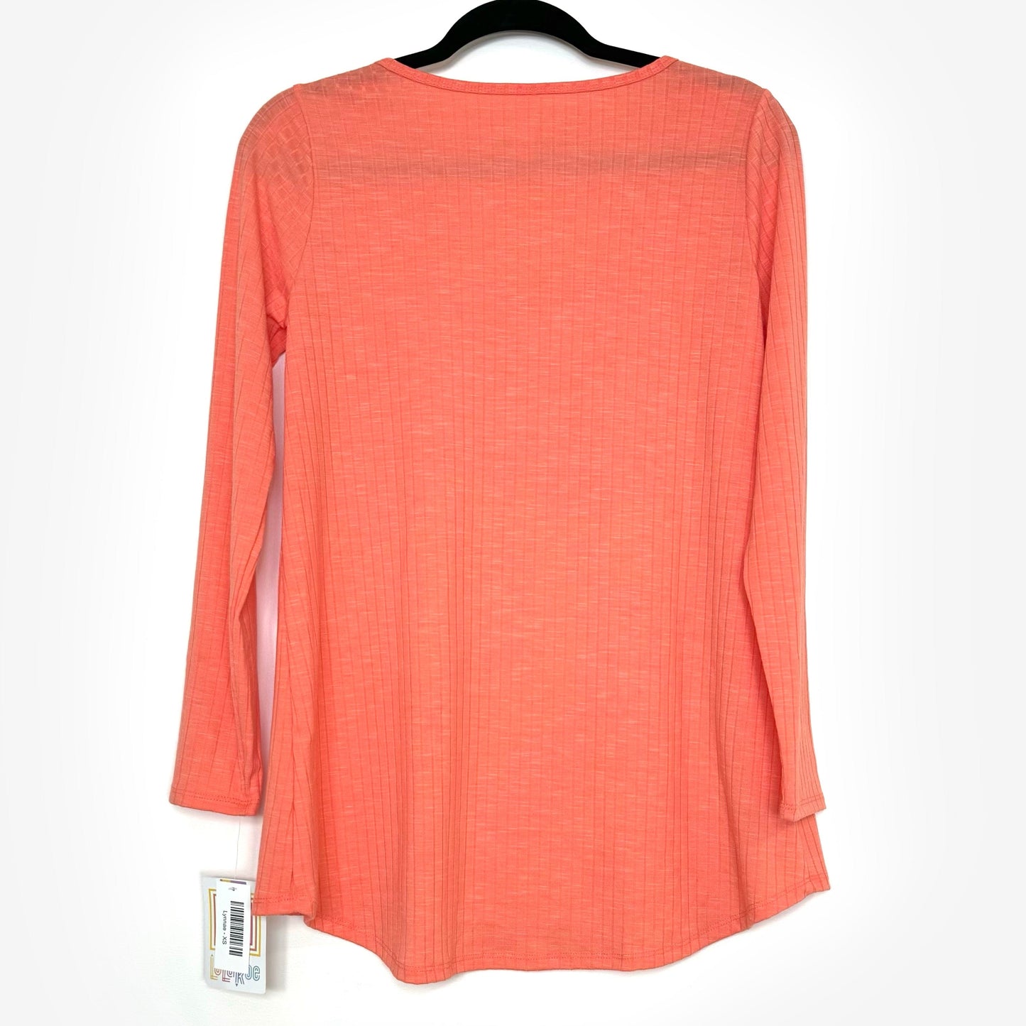 LuLaRoe Vault | Lynnae High-Low L/s Top | Size: XS (2-4) | Coral | Solid/Ribbed | NWT