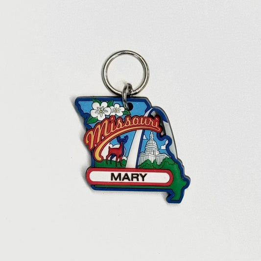 Missouri ‘Mary’ Travel Souvenir Keychain Key Ring Square Clear Soft-Touch Rubber