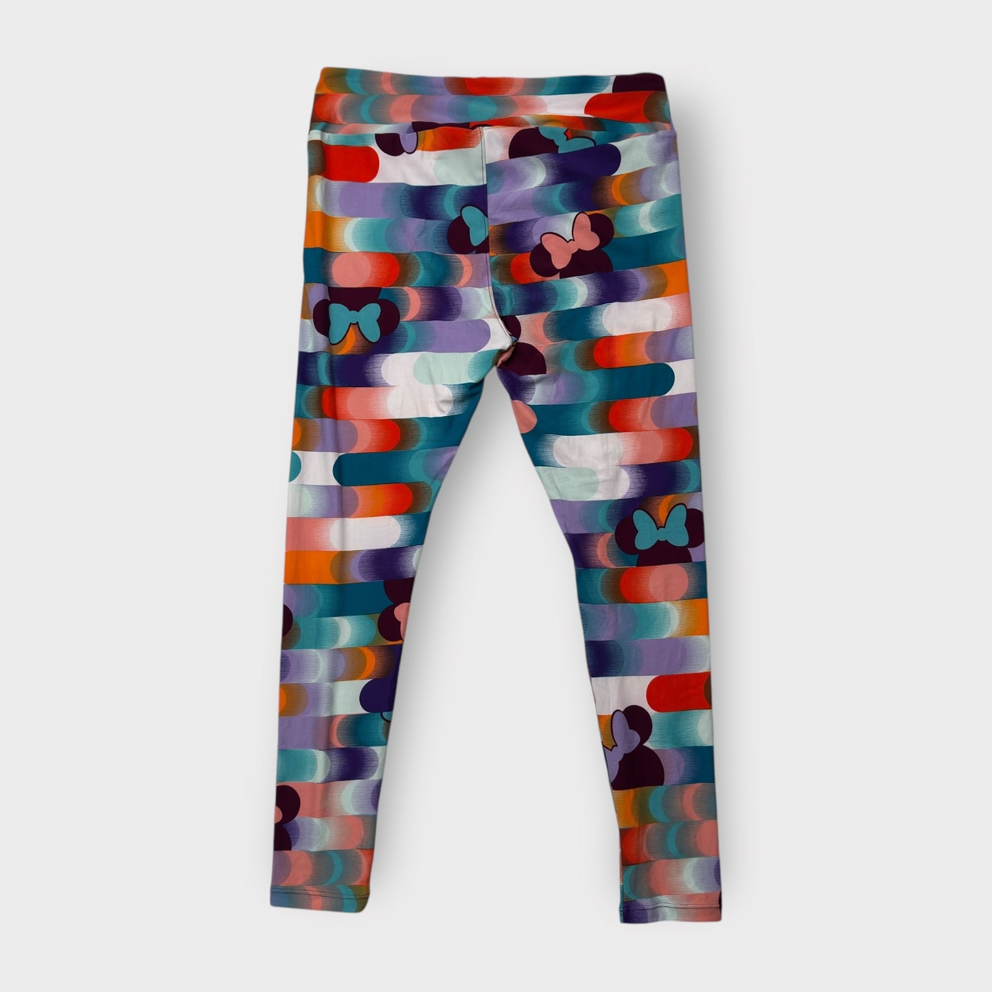 LuLaRoe Leggings OS (2-10) - Multicolor Striped & Bow Silhouette Print - Ultra Soft Stretch Fabric