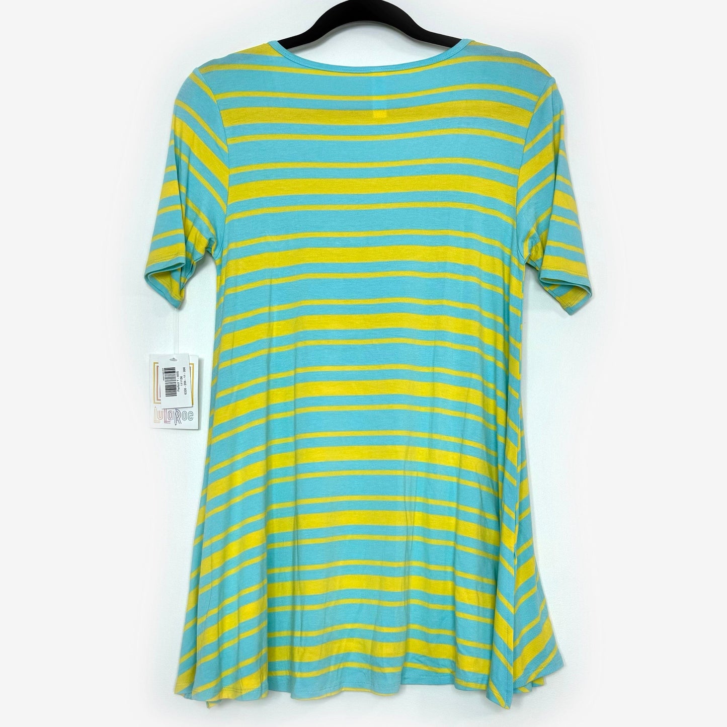 LuLaRoe Vault | Perfect T Swing Top | Size: XXS (0-6) | Color: Pistachio/Yellow | Striped | NWT