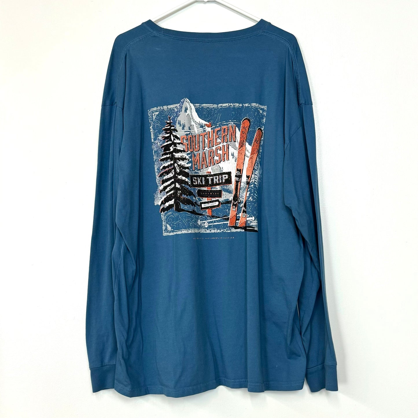 Southern Marsh | Mens ‘Ski Trip’ L/s Graphic T-Shirt | Color: Marine Blue | Size: 2X | Pre-Owned