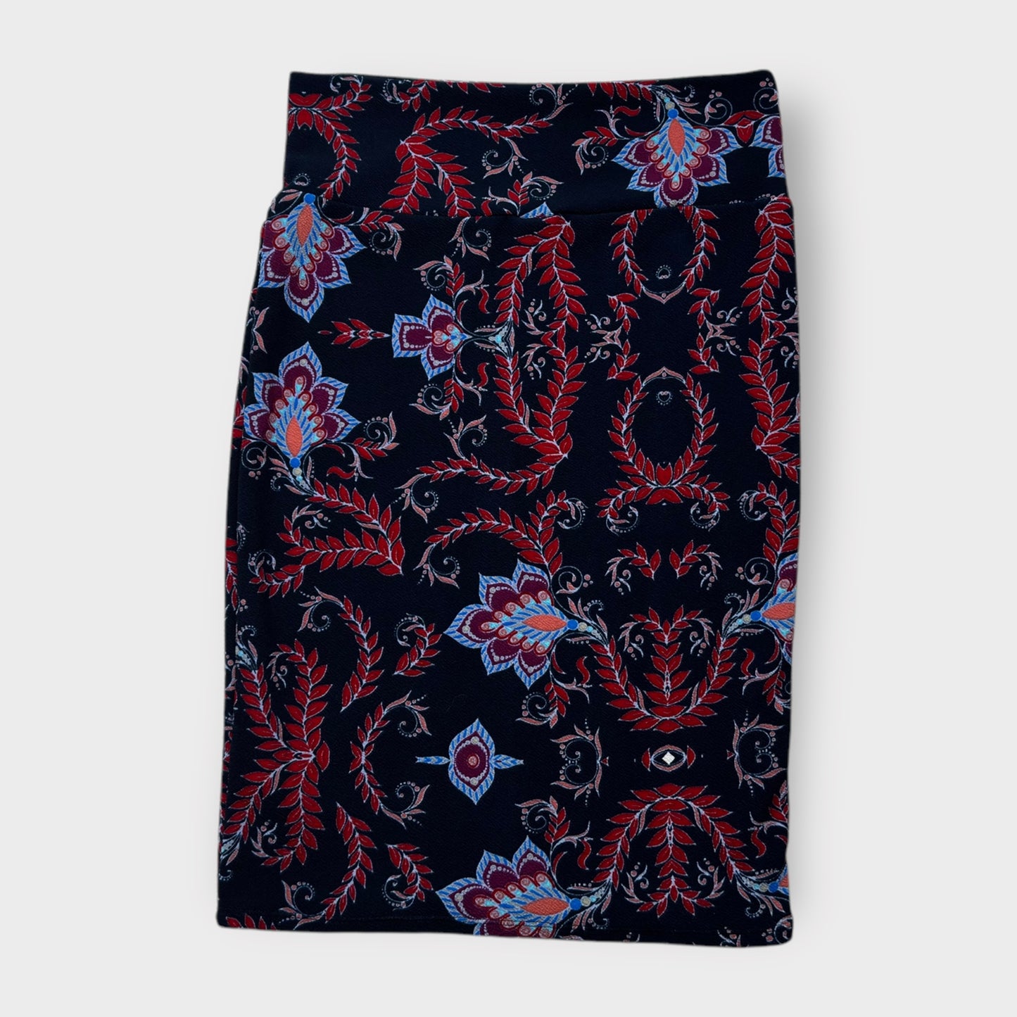 LuLaRoe Cassie Pencil Skirt - Navy Blue Ornamental Floral Pattern - Size M (8-12) - NWT