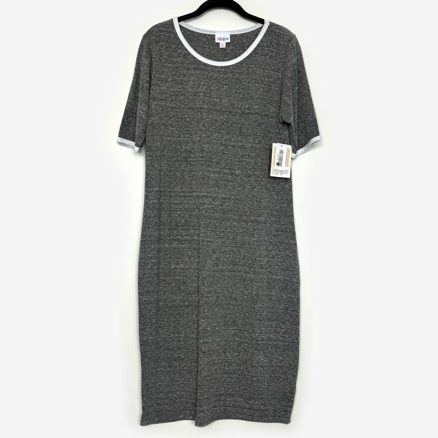 LuLaRoe Julia Bodycon Dress | L (12-14) | Gray/White | Colorblock | NWT