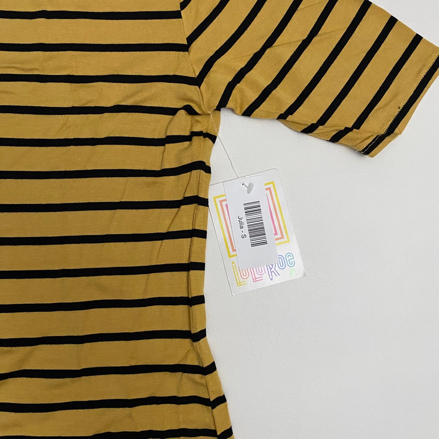 LuLaRoe Julia Bodycon Dress | S (4-6) | Gold/Black Stripes | NWT