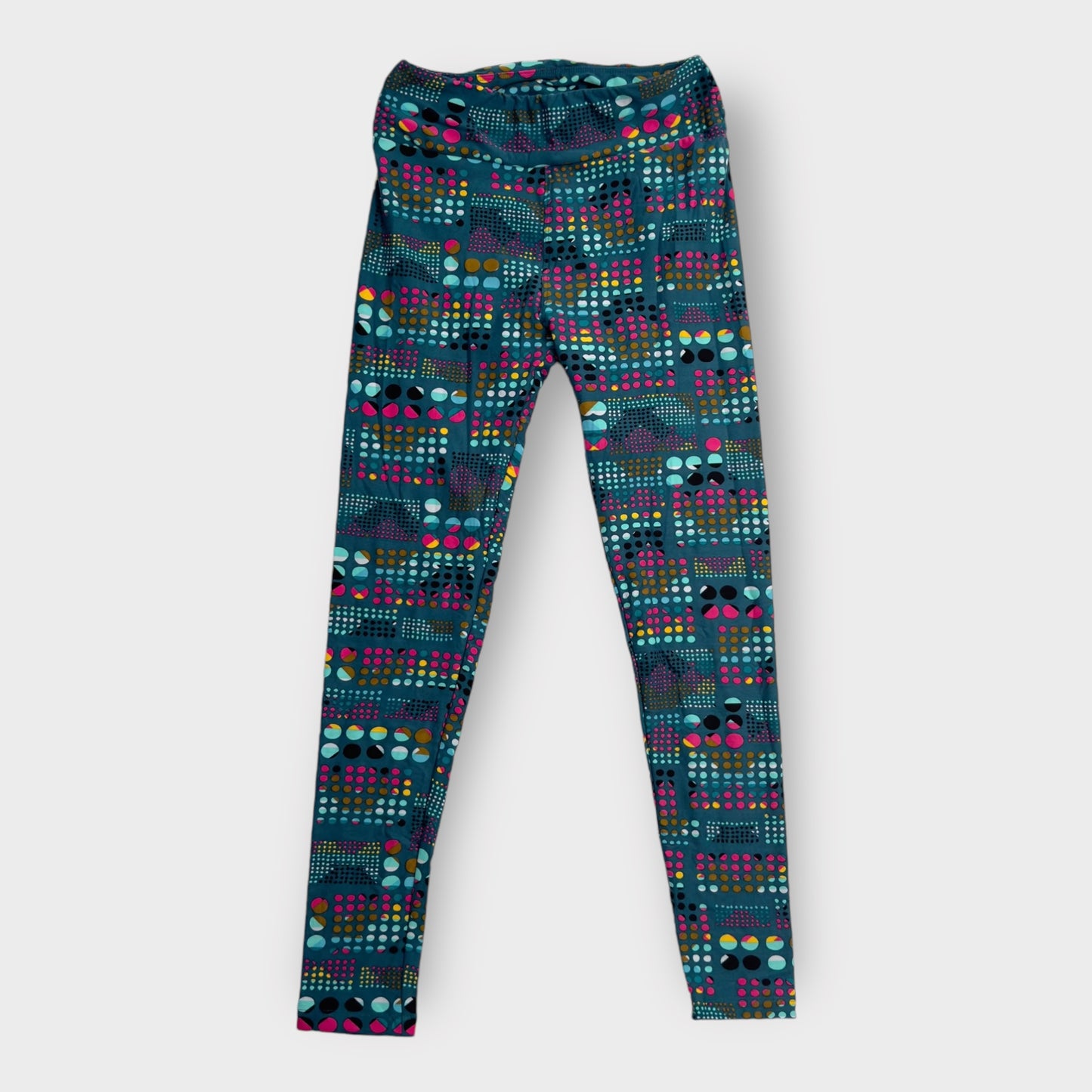 LuLaRoe Leggings | OS (2-10) | Teal/Multicolor Geometric Dots Print | New