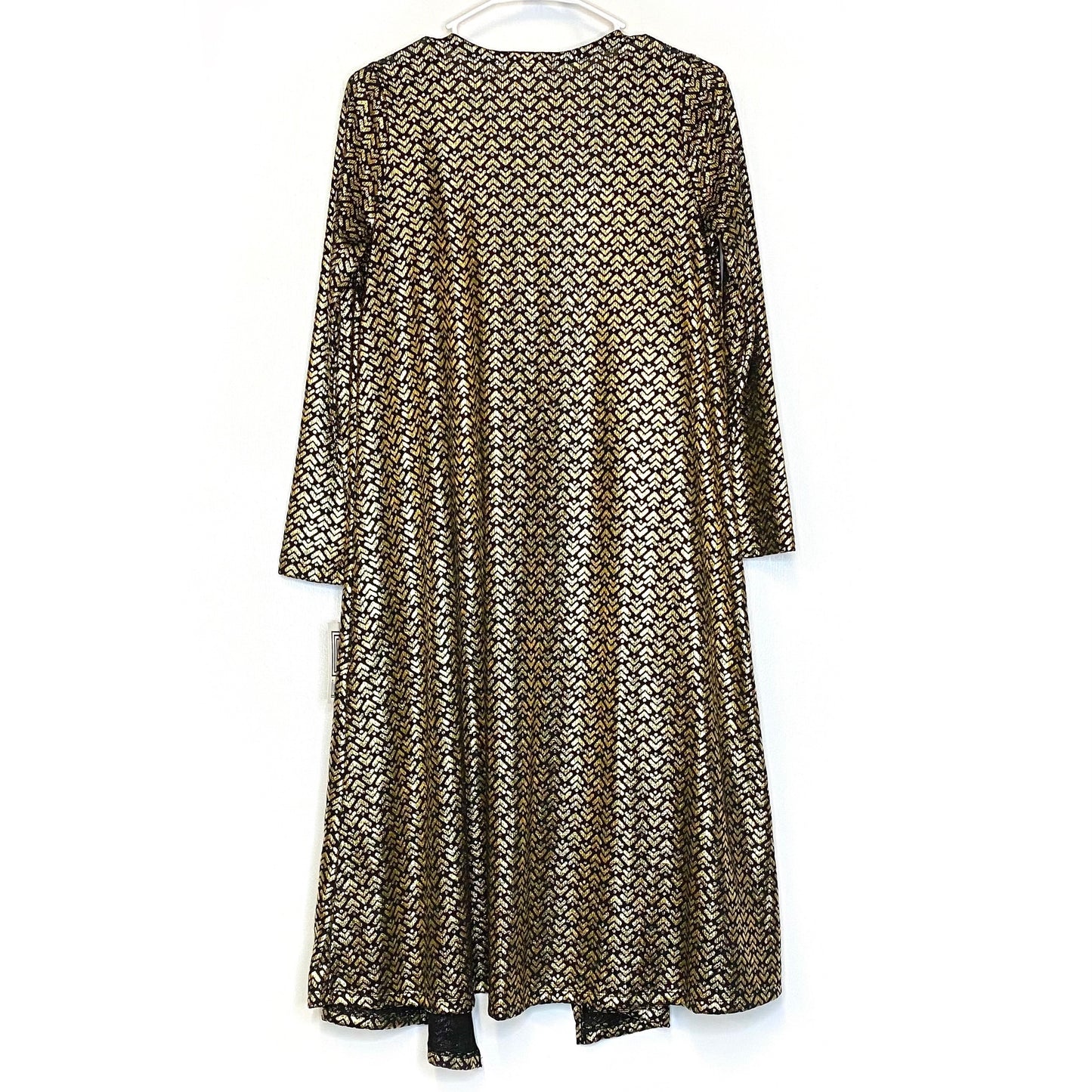 LulaRoe ELEGANT Womens Size S Black/Gold Chevron ‘Sarah’ Cardigan Sweater NWT