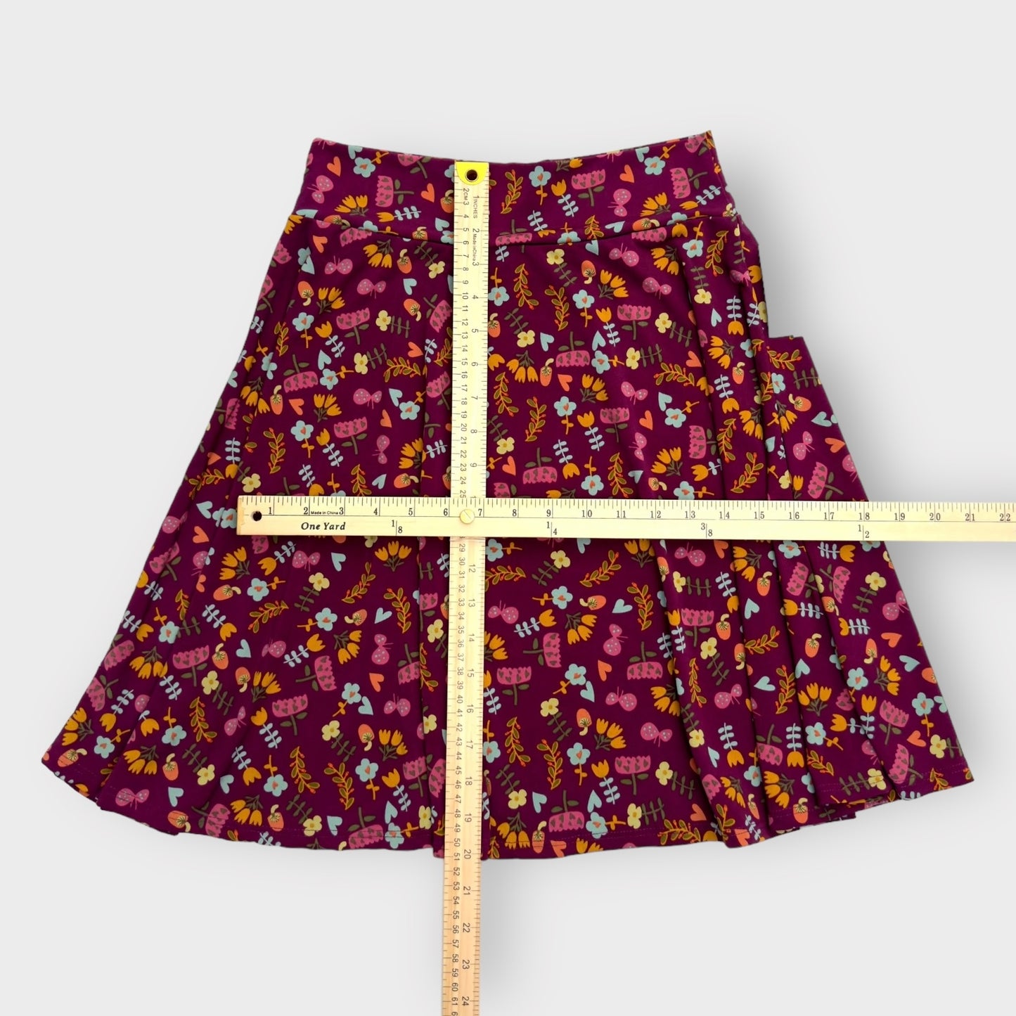 LuLaRoe Kids Azure A-Line Skirt  | 14 (14-16) | Purple/Multicolor Retro Floral | NWT