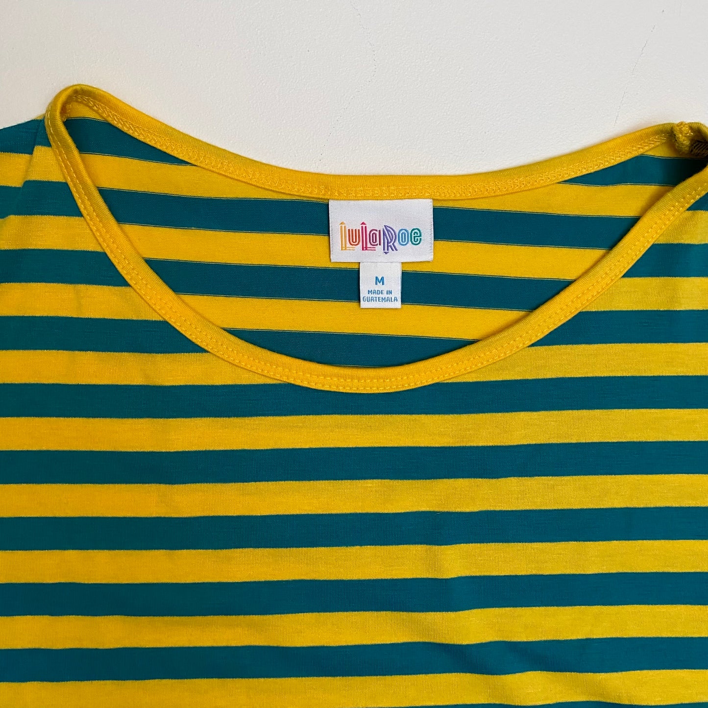 Lularoe Irma Tunic | M (10-12) | Green/Yellow Striped | S/s | NWT