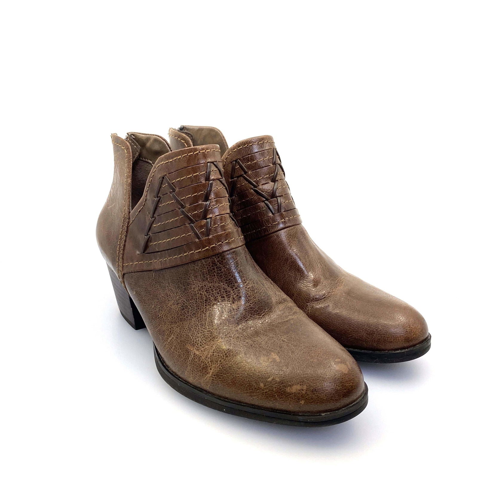 Earth Womens Merlin 7½ B Taupe Brown Leather Ankle Western Booties Pre-Owned -  | Buy at Parsimony Shoppes