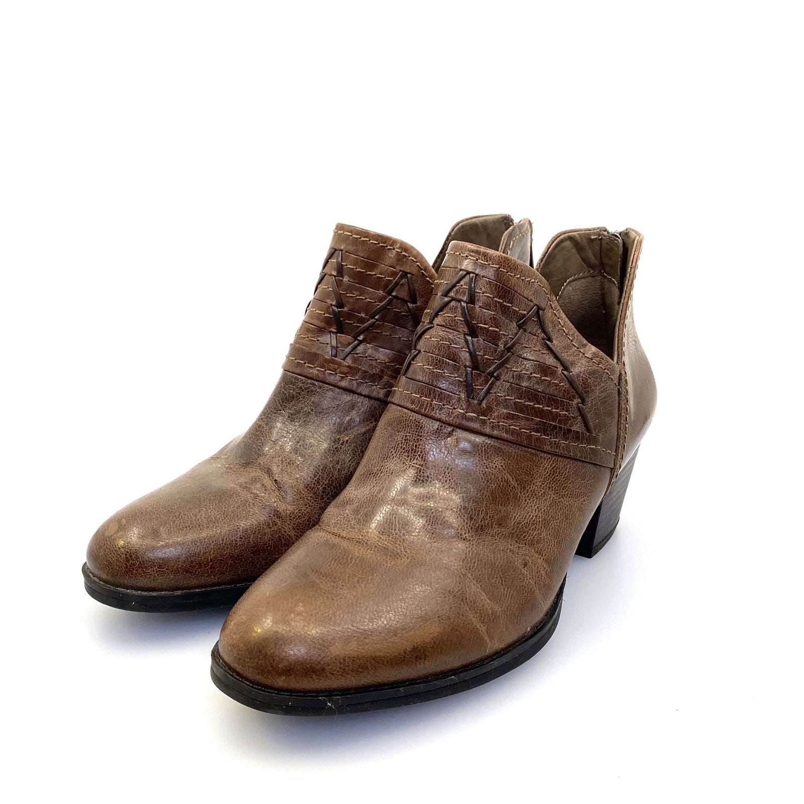Earth Womens Merlin 7½ B Taupe Brown Leather Ankle Western Booties Pre-Owned -  | Buy at Parsimony Shoppes
