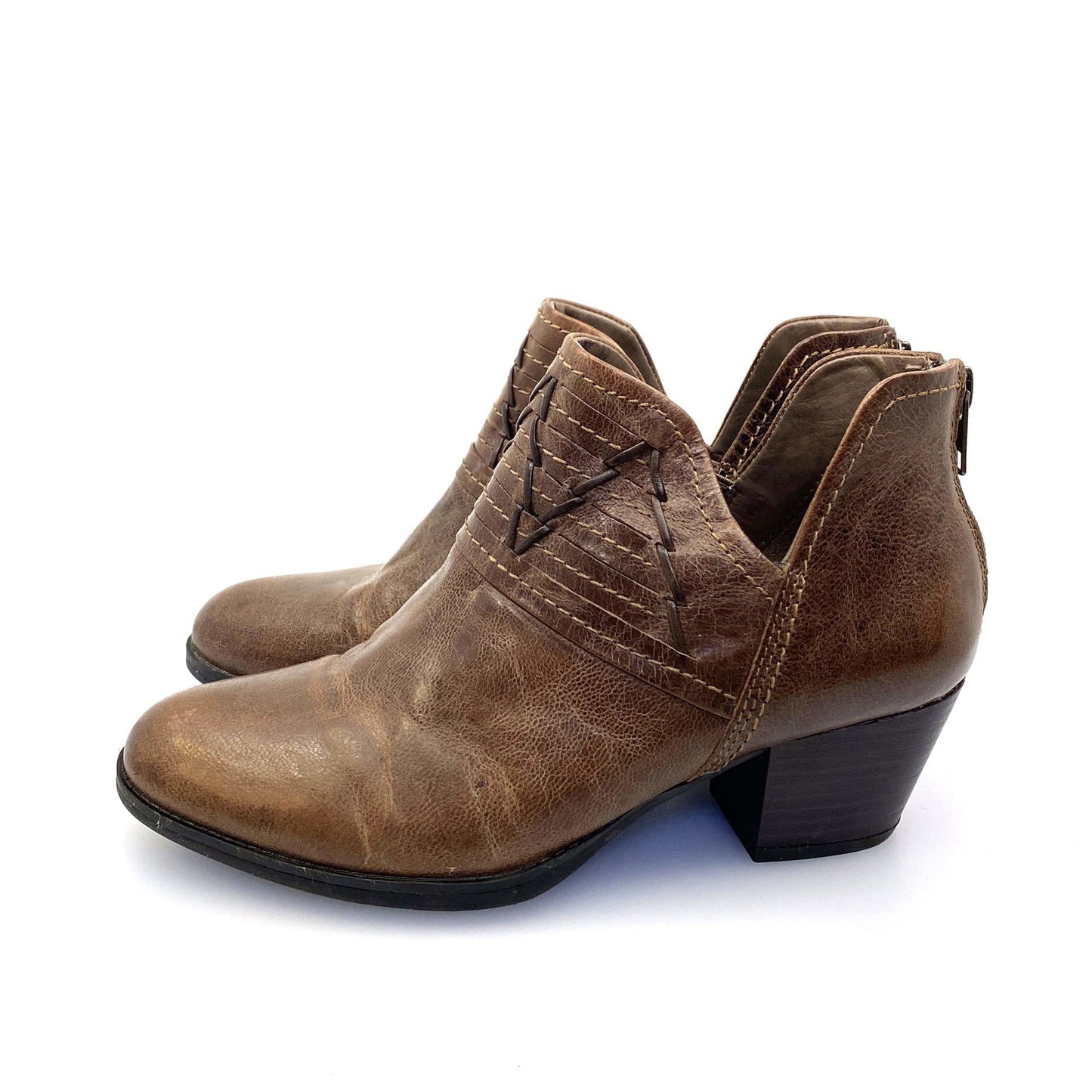 Earth Womens Merlin 7½ B Taupe Brown Leather Ankle Western Booties Pre-Owned -  | Buy at Parsimony Shoppes