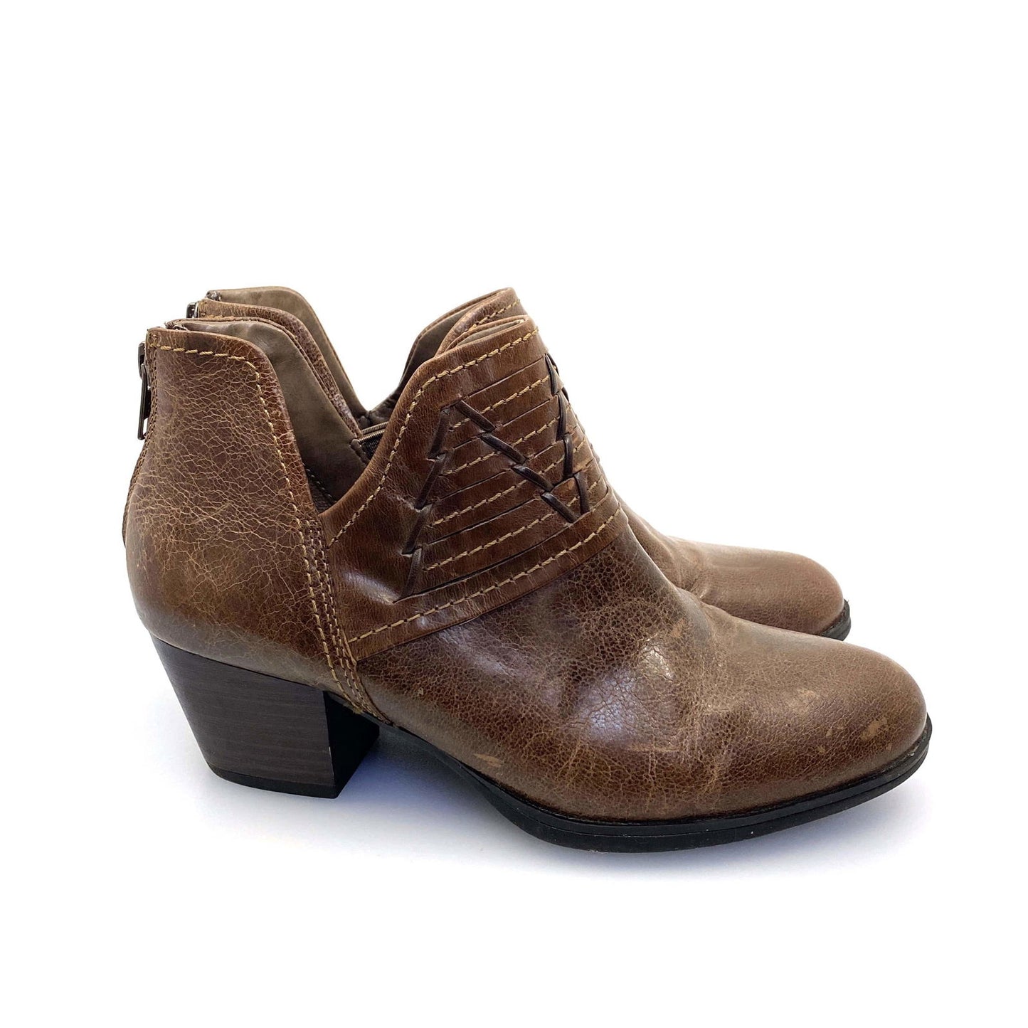 Earth Womens Merlin 7½ B Taupe Brown Leather Ankle Western Booties Pre-Owned -  | Buy at Parsimony Shoppes