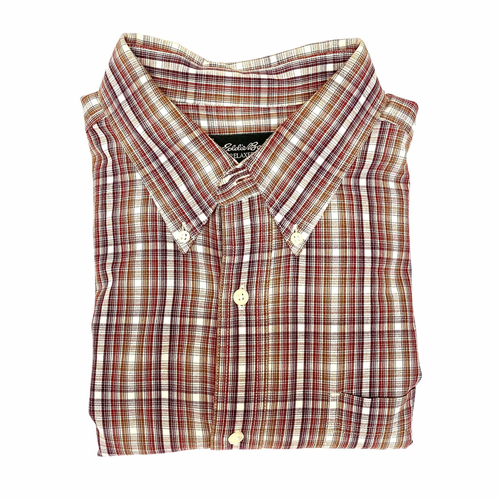 Eddie Bauer Mens Relaxed Fit Red Plaid Flannel Button-Down Shirt -  | Buy at Parsimony Shoppes