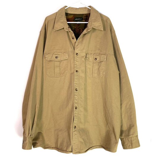 Eddie Bauer Mens Size XXL Tan Beige Lined Button-Up Field/Chore Shirt L/s -  | Buy at Parsimony Shoppes