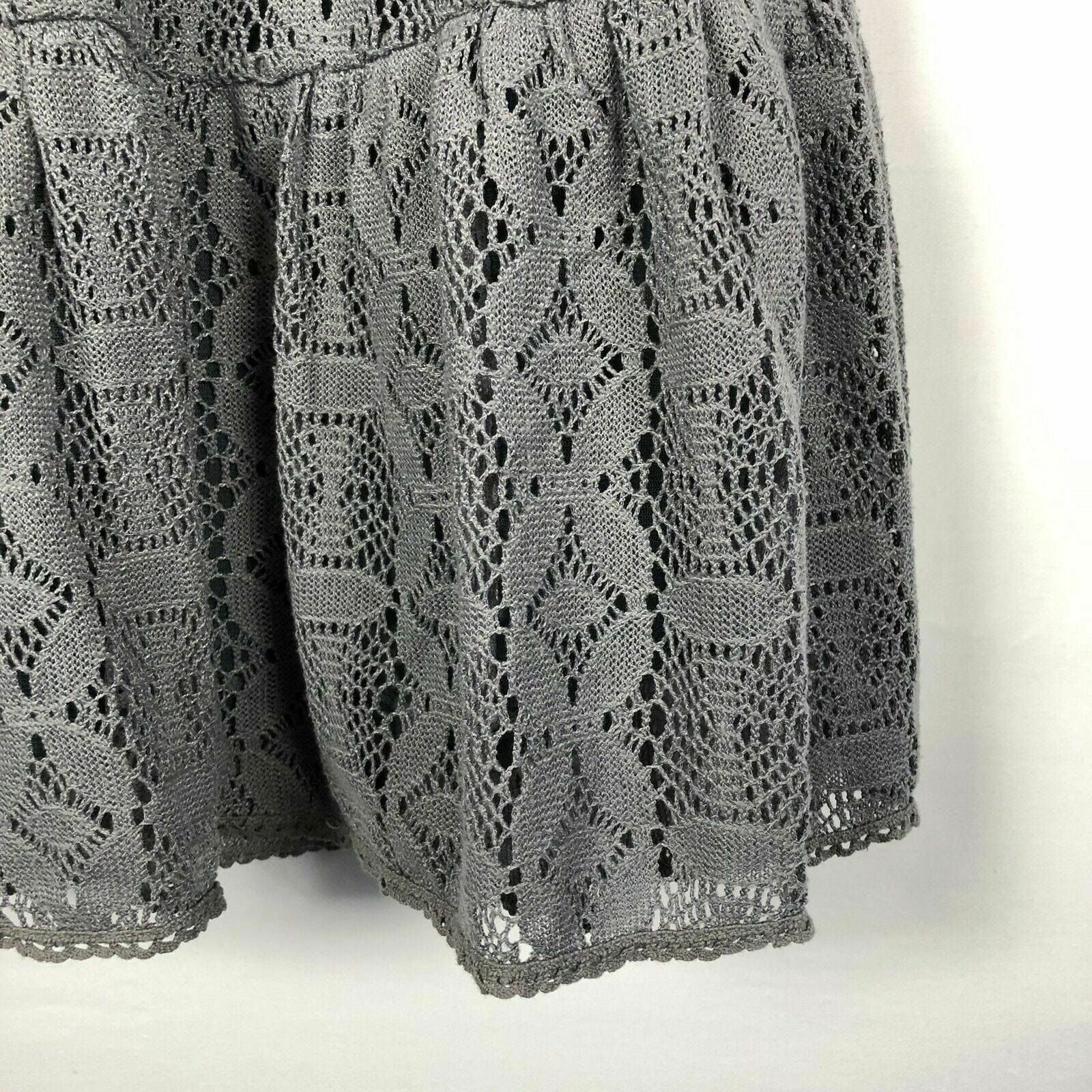 Effortless Free People Gray Crochet Knit Dress - Womens Size 4 - Fully Lined - Cowl Neck -  | Buy at Parsimony Shoppes