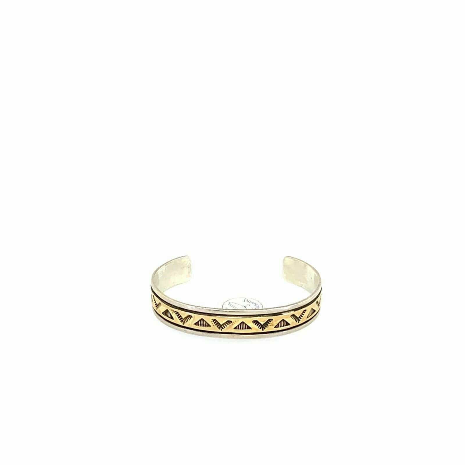 Elegant Oscar Alexius Vintage Navajo 14k Gold & Sterling Silver Cuff Bracelet - 6.75” -  | Buy at Parsimony Shoppes