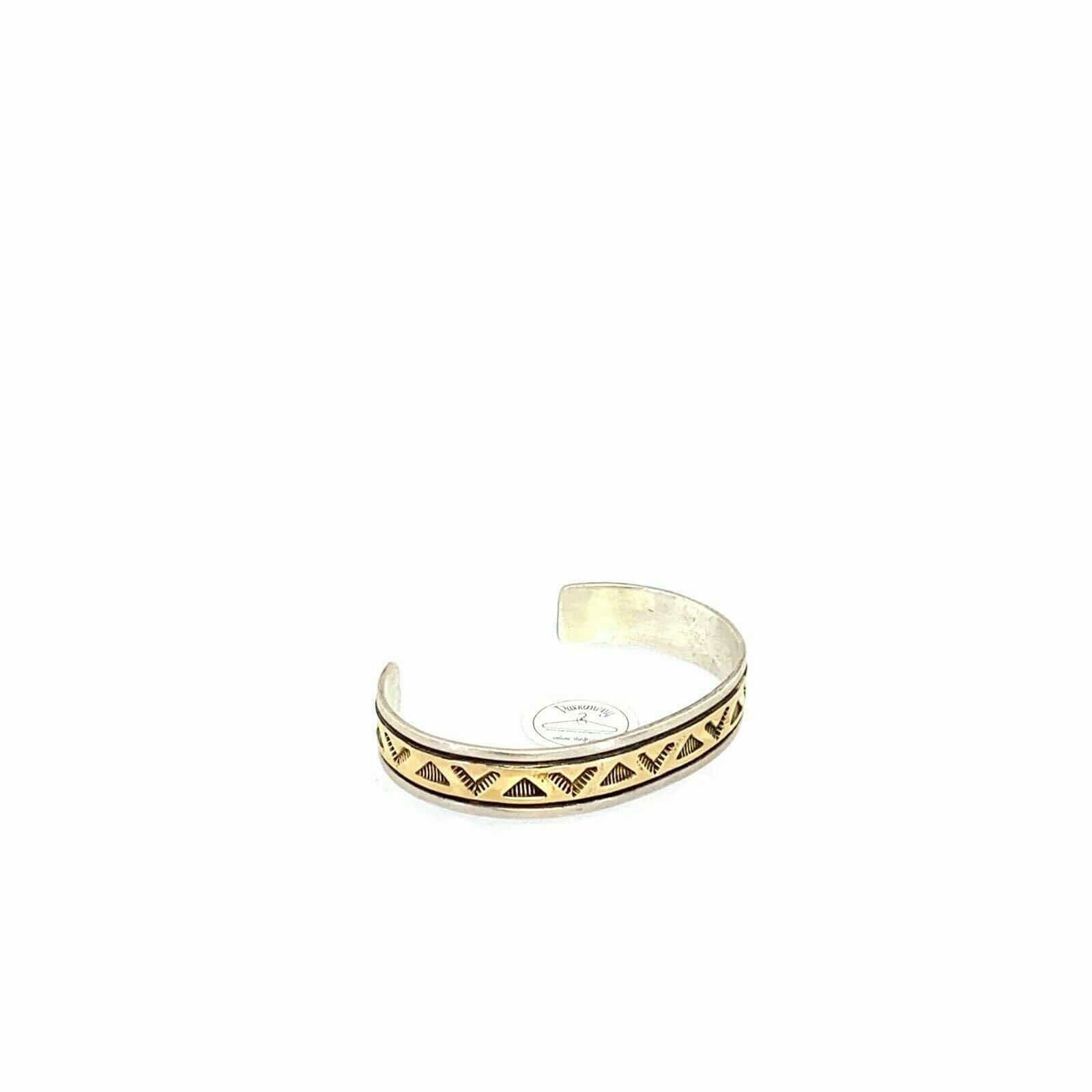 Elegant Oscar Alexius Vintage Navajo 14k Gold & Sterling Silver Cuff Bracelet - 6.75” -  | Buy at Parsimony Shoppes