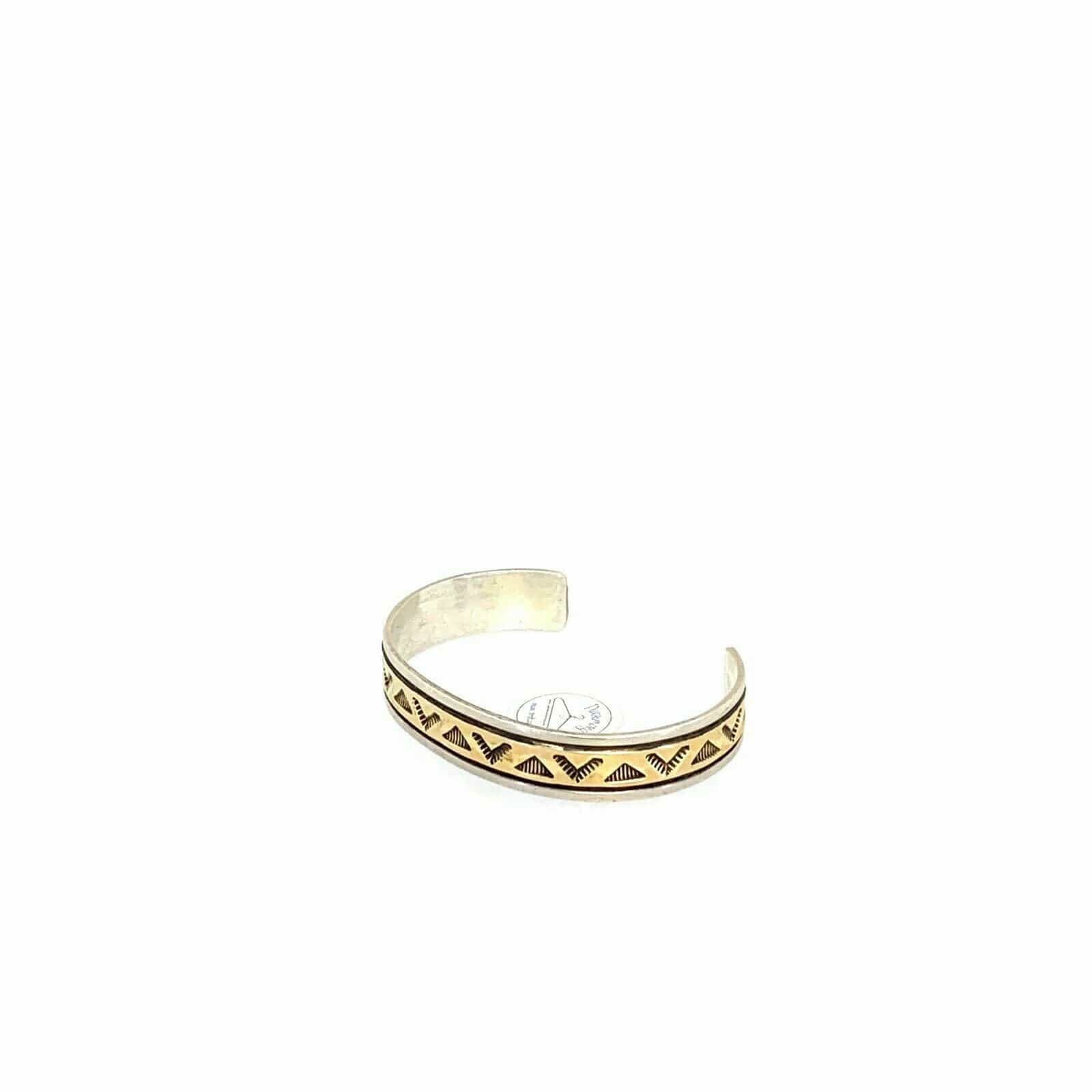 Elegant Oscar Alexius Vintage Navajo 14k Gold & Sterling Silver Cuff Bracelet - 6.75” -  | Buy at Parsimony Shoppes