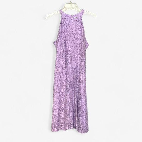 Elle Women's Purple A-Line Halter Dress - Size L - Sleeveless (NWT)