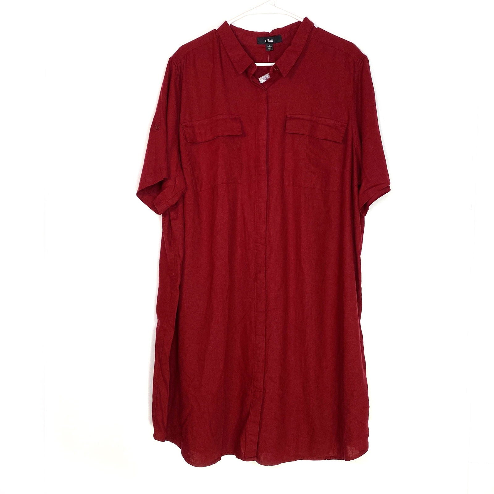 Ellis Womens Size 24 Maroon Red Shirt Dress S/s NWT -  | Buy at Parsimony Shoppes