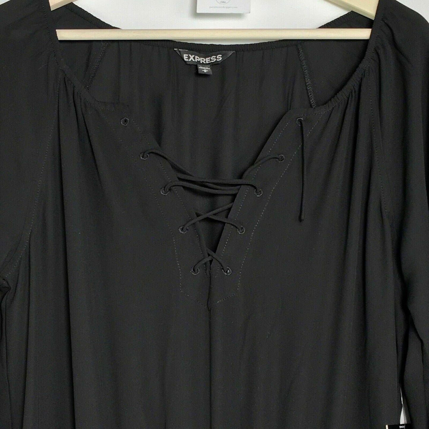Express Womens Size M Black Long Sleeve Lace-Up Knee Length Sheer Dress NWT -  | Buy at Parsimony Shoppes