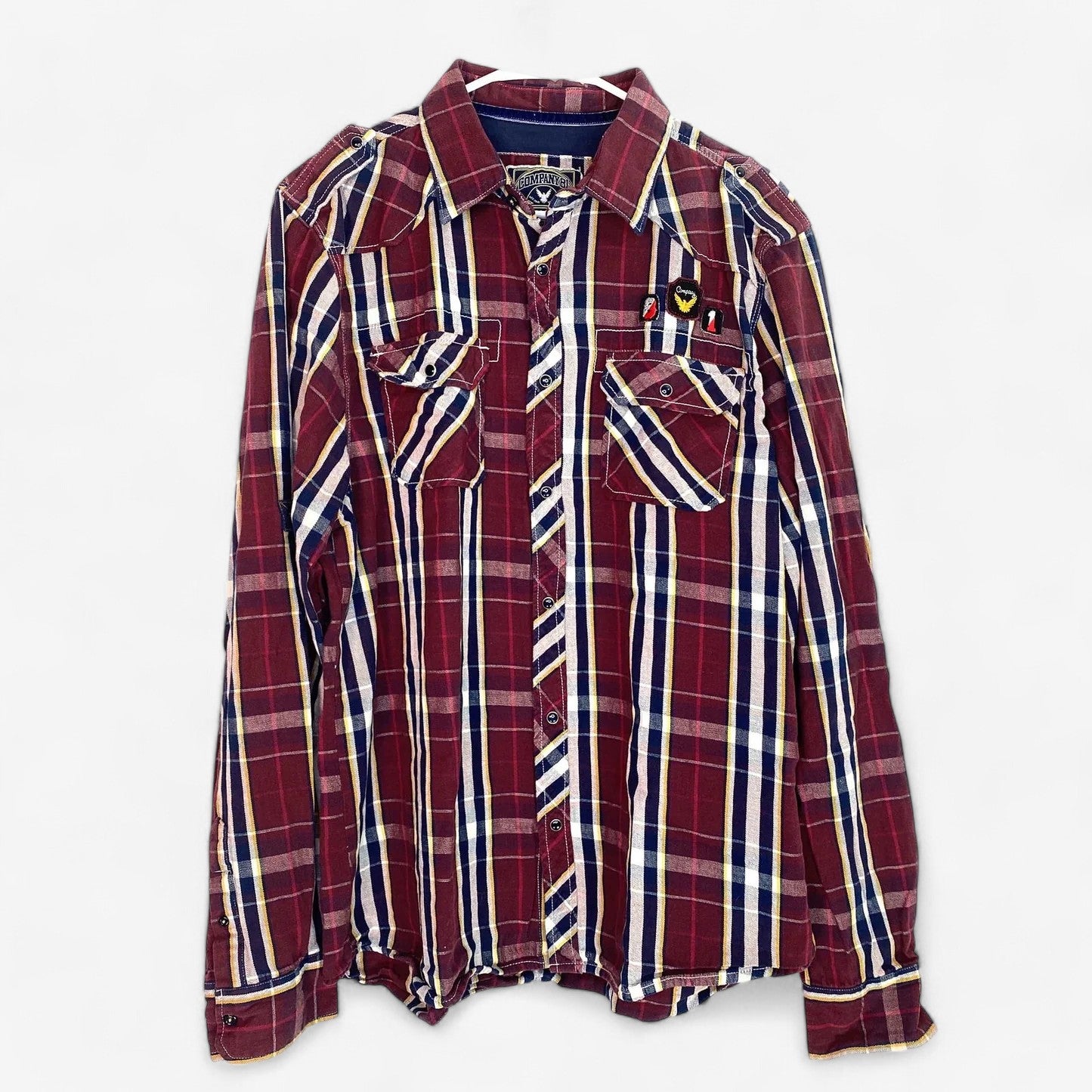 Company 81 Men's Button-Up Western Shirt - Maroon Brown Plaid - Size XXL