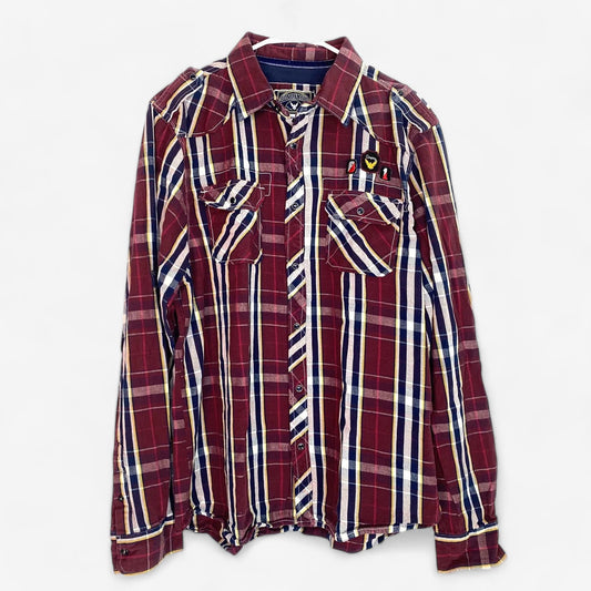 Company 81 Men's Button-Up Western Shirt - Maroon Brown Plaid - Size XXL