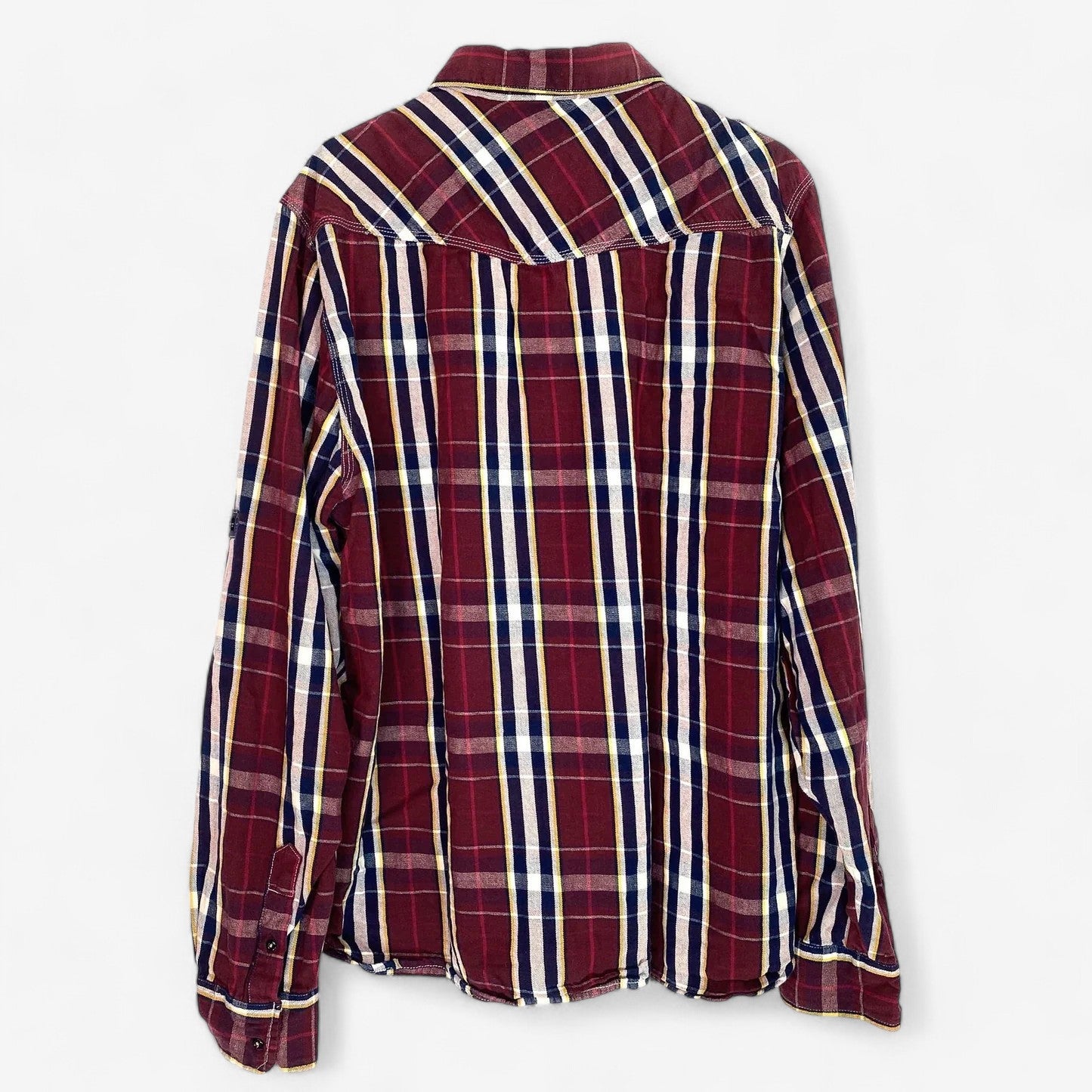 Company 81 Men's Button-Up Western Shirt - Maroon Brown Plaid - Size XXL