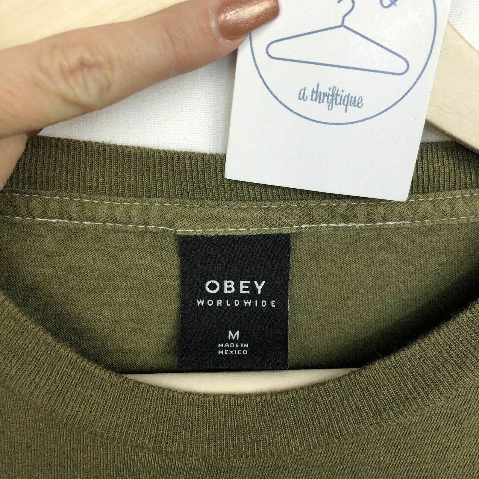 Eye-catching OBEY Mens Graphic Long Sleeve T-Shirt - Size M, Olive Green -  | Buy at Parsimony Shoppes