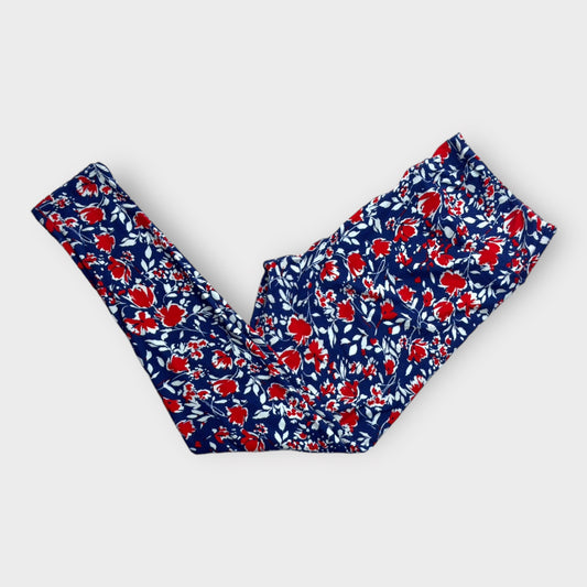 LuLaRoe Tall & Curvy (TC 12-18) Leggings | Blue, Red & White Floral Print | Soft & Stretchy | NWT