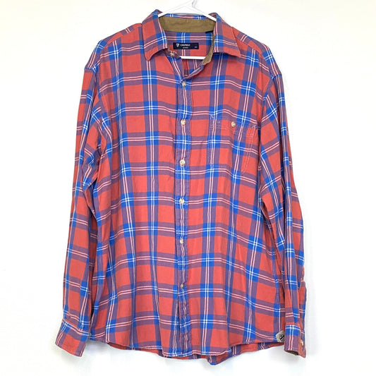 Relaxed Cremieux Classics Mens Size XL Red/Orange/Blue Plaid Flannel Shirt Button Up Heavy L/s Pre-Owned
