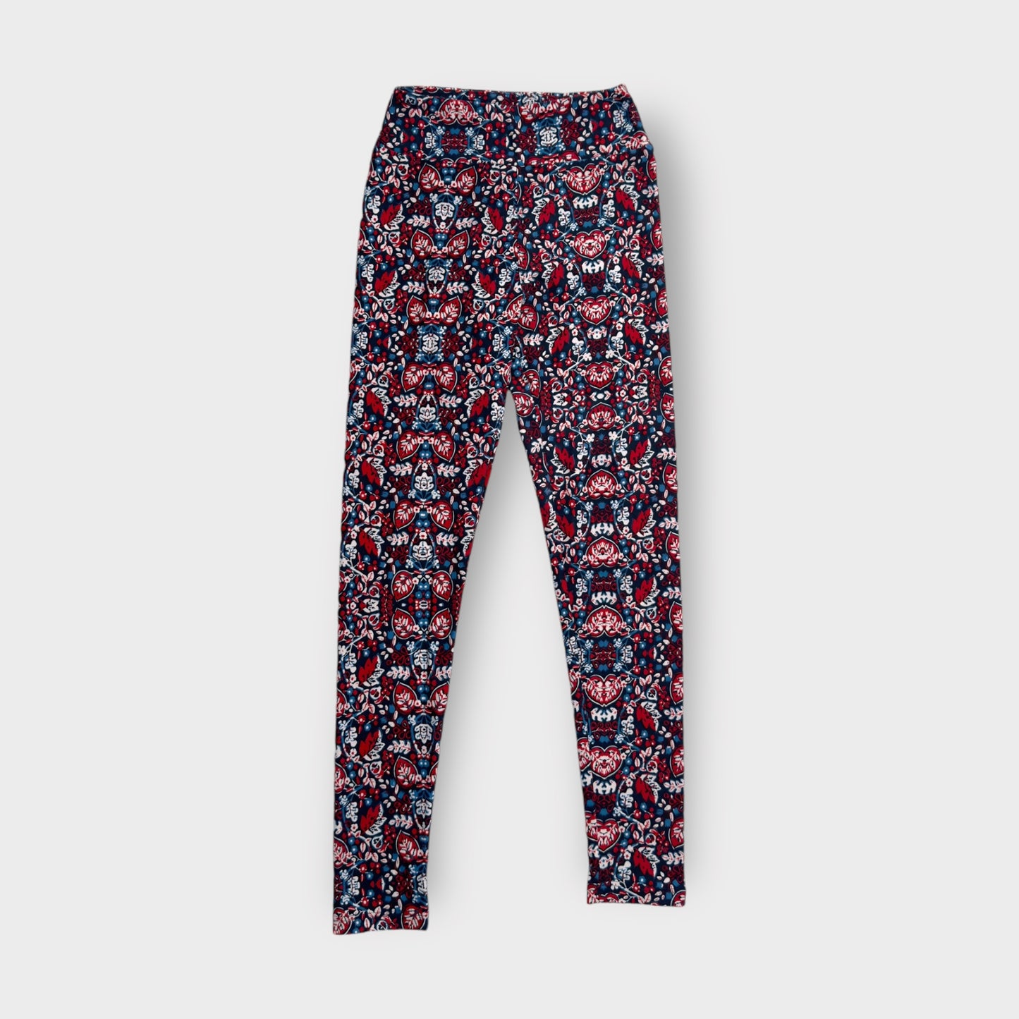 LuLaRoe Juniors Leggings | Tween (00-0) | Red/Blue/White Floral Print | New