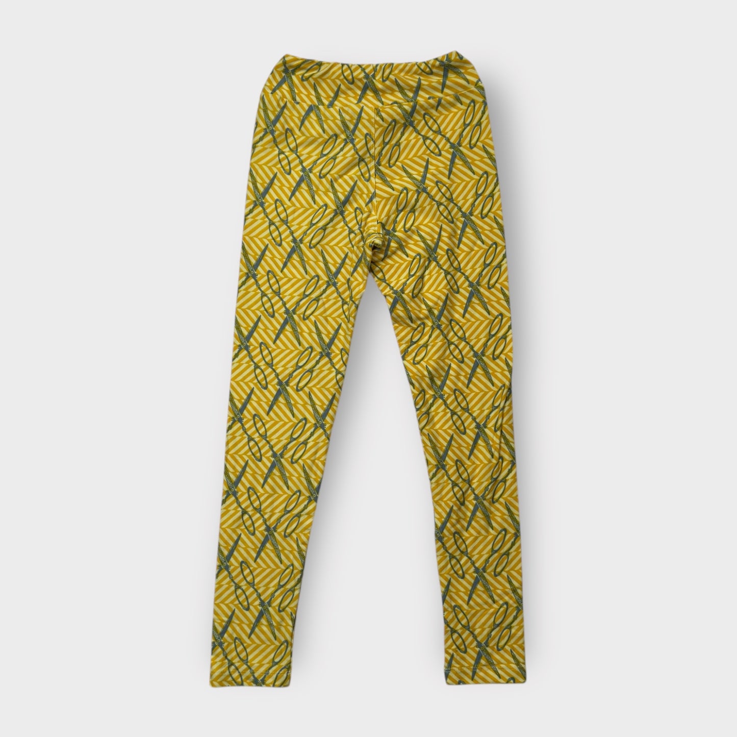 LuLaRoe Tweens Leggings | Tween (00-0) | Yellow/Blue Scissors Print | New