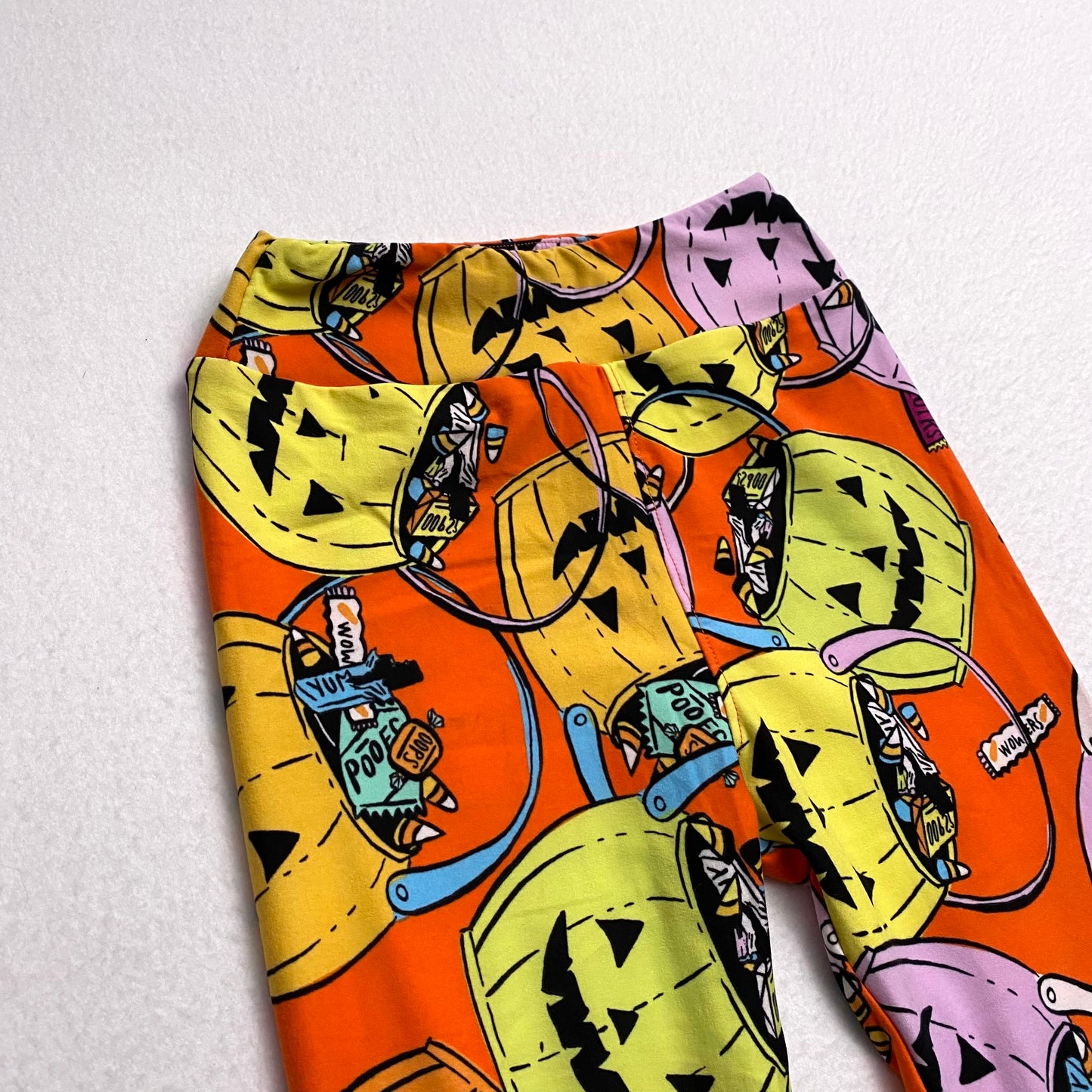 LuLaRoe Tween Halloween Leggings | Tween (00-0) | Orange/Yellow Pumpkin Pails Trick-Or-Treat | Ne