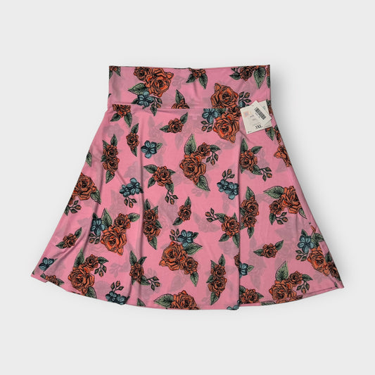 LuLaRoe Azure A-Line Skirt | 3XL (22-24)| Pink Floral/Roses | NWT