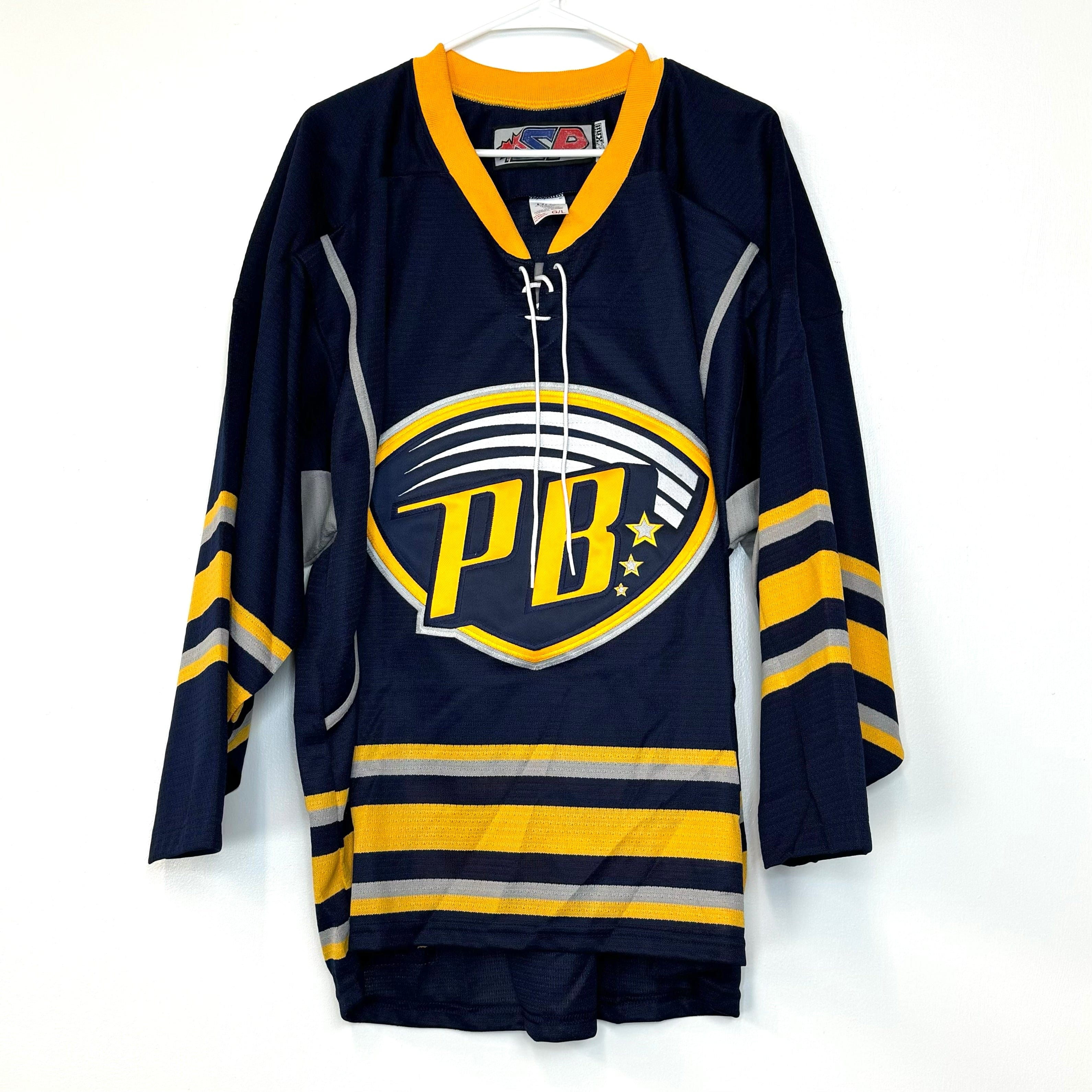 Players Bench SP flo Knit Tie Neck Hockey Jersey Color Blue Gold Parsimony Shoppes