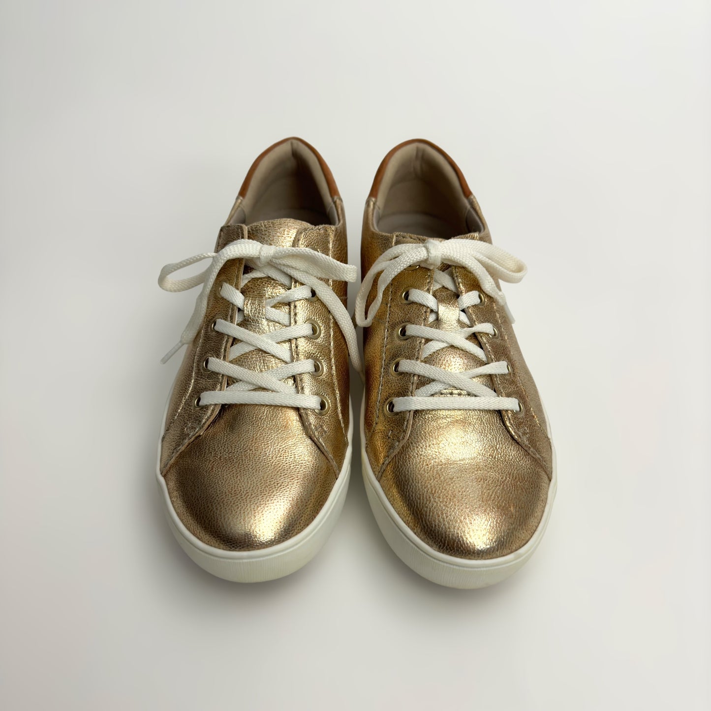 Naturalizer Womens Morrison Leather Sneakers | 9M | Gold Metallic | EUC