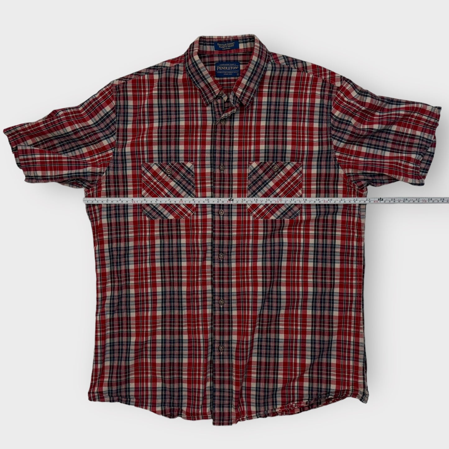 Pendleton Santiam S/s Button-Up Shirt | L | Red/White/Blue Plaid | Pre-Owned