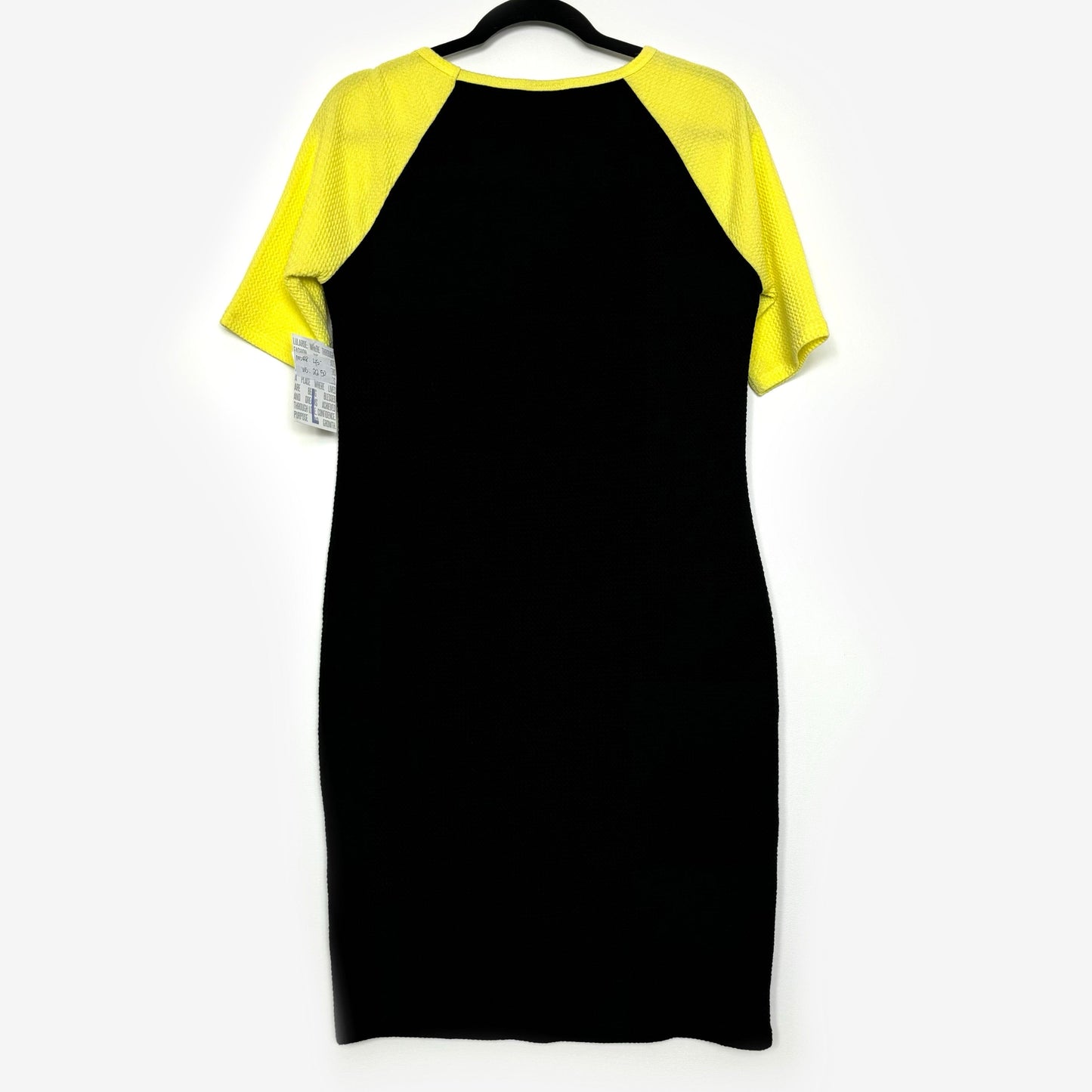 LuLaRoe Julia Bodycon Dress | L (12-14) | Black/Yellow | Colorblock | NWT