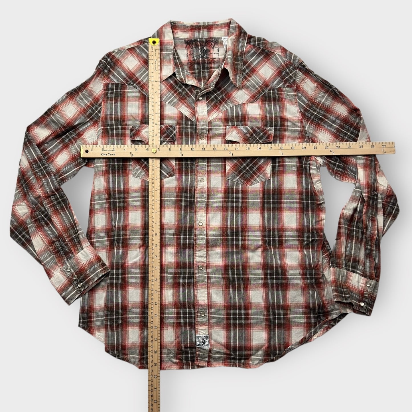 Ely 1878 Men's Red Plaid Western Snap-Up Long Sleeve Shirt - Size L - Pre-Owned