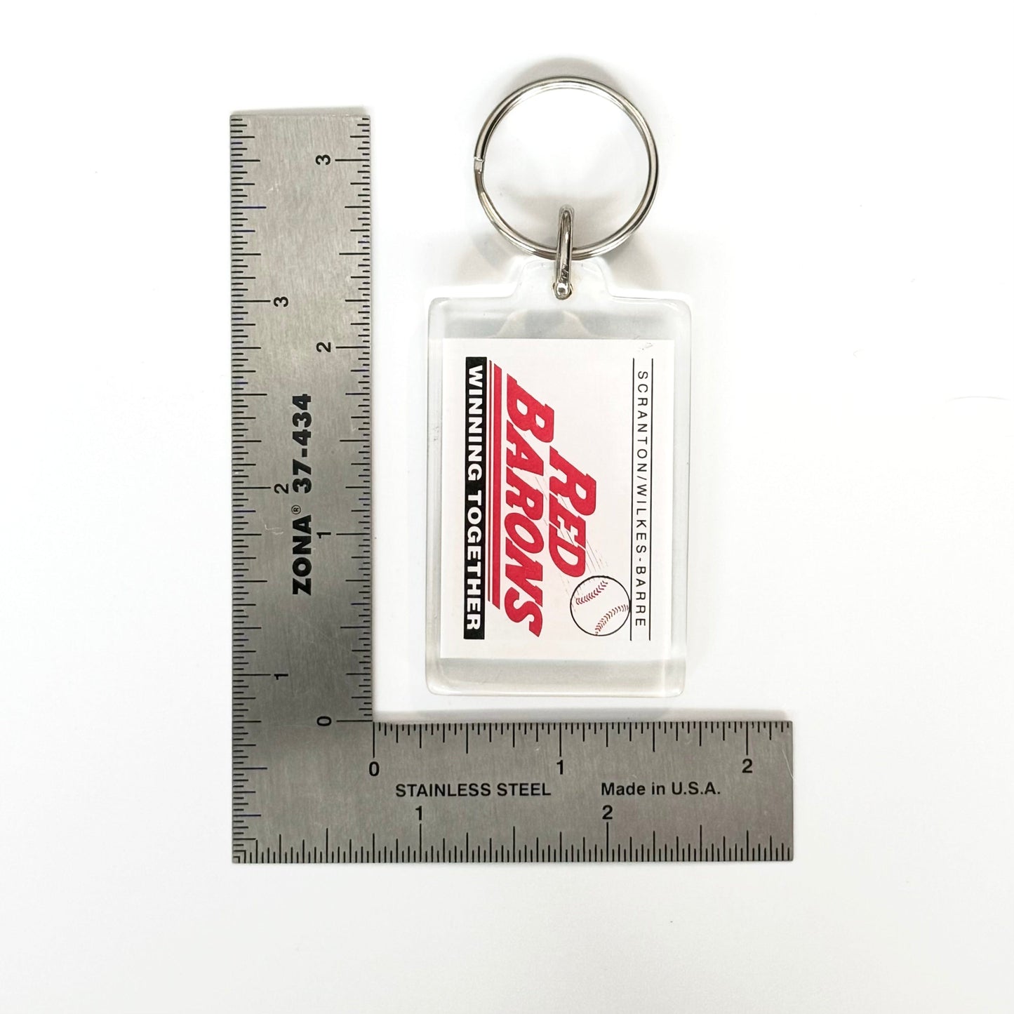 Scranton/Wilkes-Barre, PA ‘Red Barons’ Baseball Keychain Key Ring Acrylic