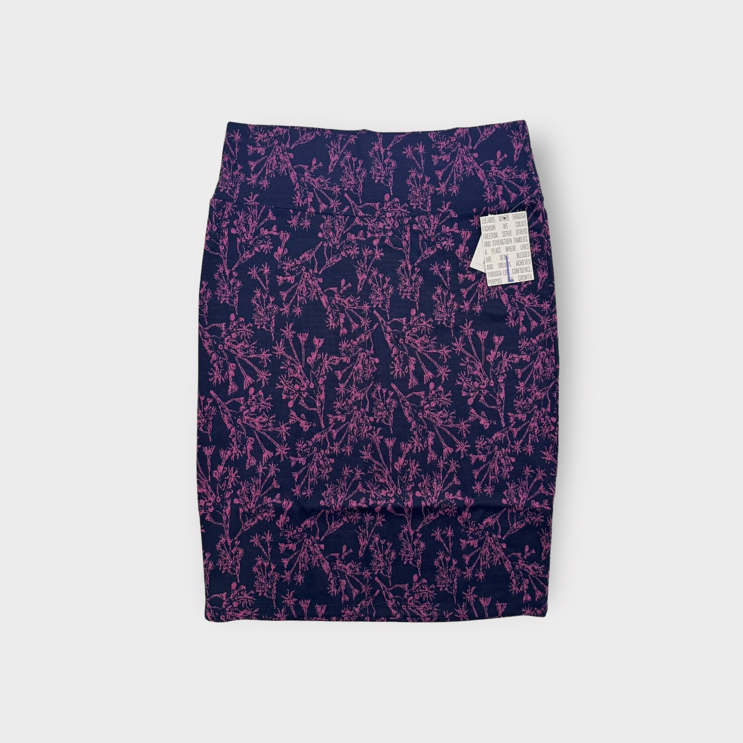 LuLaRoe Cassie Pencil Skirt | L (14-16) | Purple/pink | Botanical | NWT